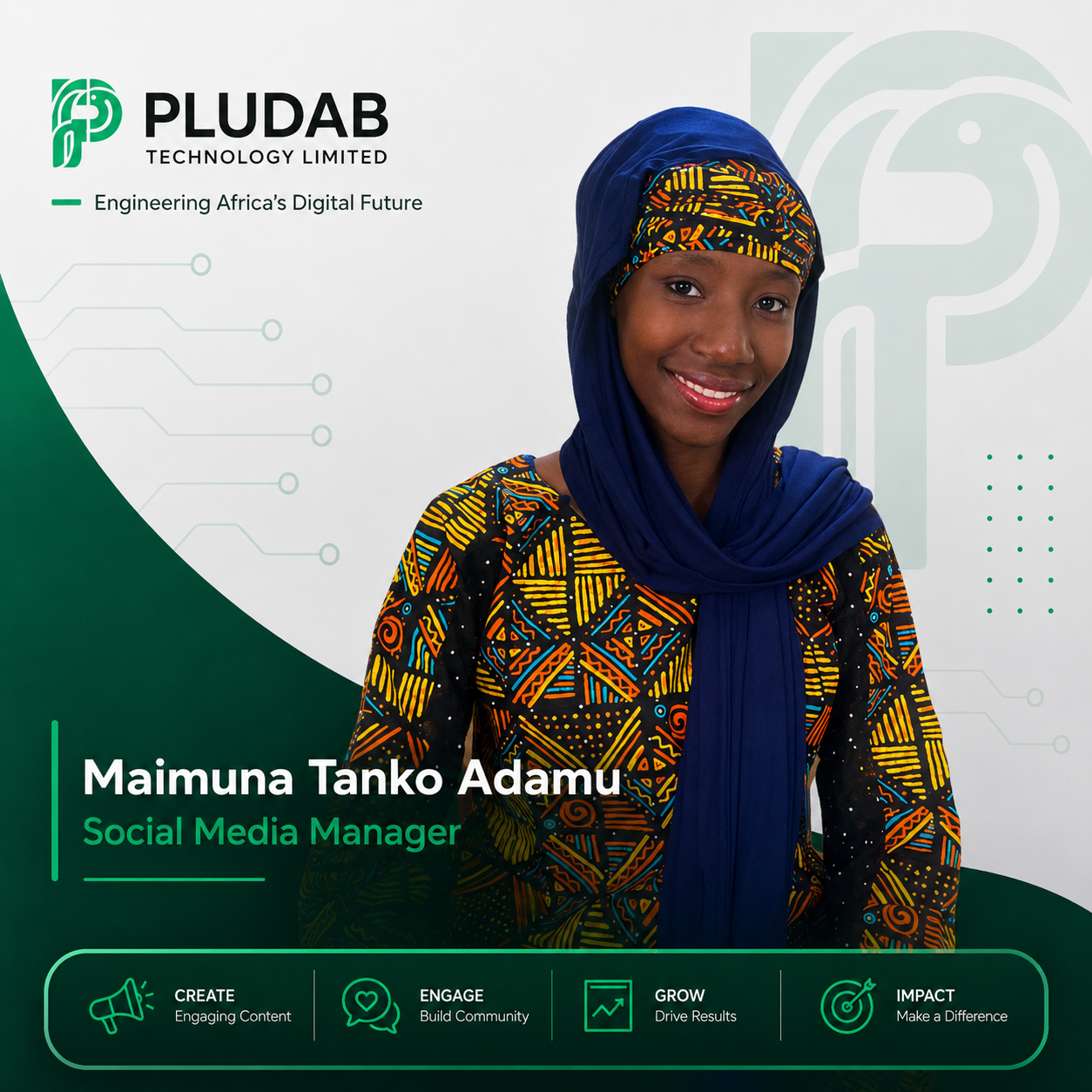 Maimuna Tanko Adamu, Social Media Manager at PLUDAB Technology Limited